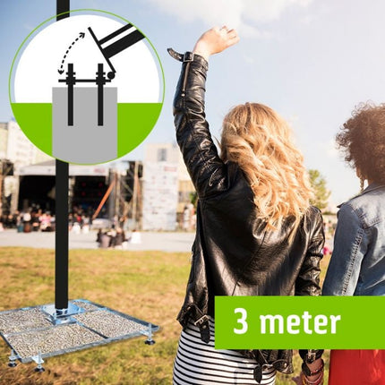 AlarmsysteemExpert.nl Cameramast verplaatsbaar aluminium 3 meter Ø 90mm met tegelframe
