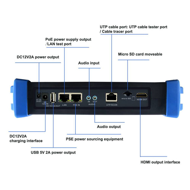 AlarmsysteemExpert.nl CCTV/ IP camera-tester voor IP, HD-TVI, HD-CVI en CVBS camera's (Tot 8MP/4K geschikt)