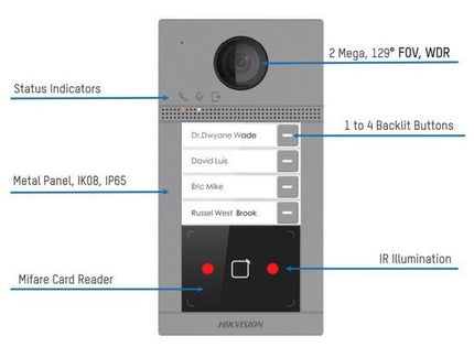 AlarmsysteemExpert.nl DS-KV8413-WME1/FLUSH Inbouw 4 beldrukkers IR verlichting PoE 12v