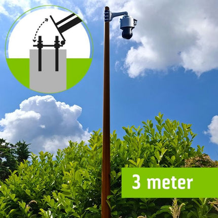 AlarmsysteemExpert.nl Lichte houtstructuur cameramast met kantelanker 3 meter