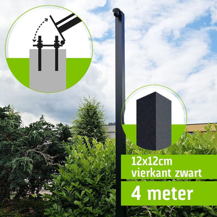 AlarmsysteemExpert.nl Vierkante cameramast met kantelanker 4 meter Zwart