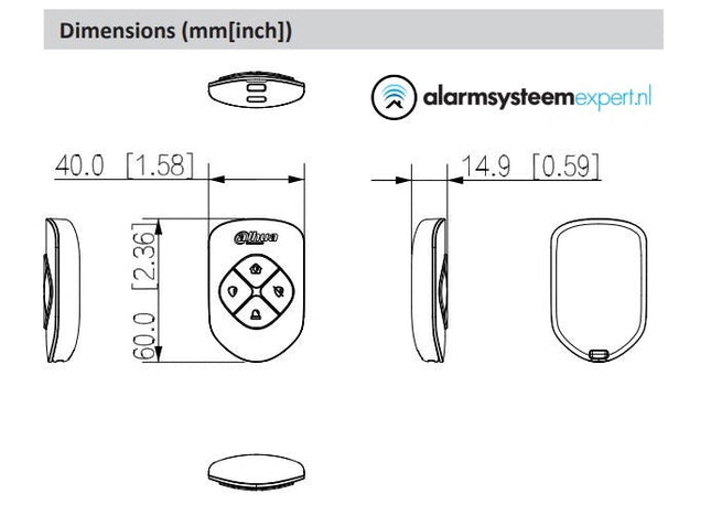 Dahua DHI-ARA24-W2 Zwart, Draadloze Keyfob