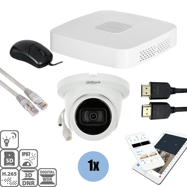 Dahua Set 1x Turret 4MP + Recorder & Bekabeling