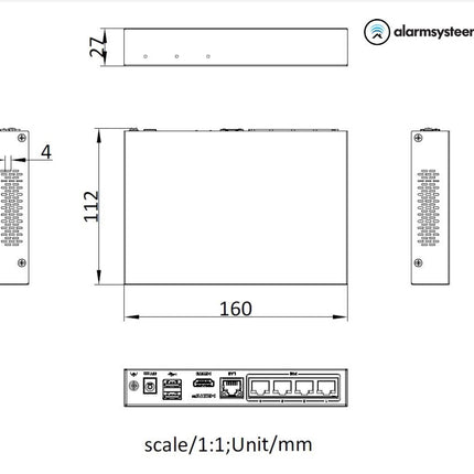 Hikvision DS-E04NI-Q1/4P,  incl. 1 of 2TB SSD Geschikt voor 4 IP camera's 4x PoE