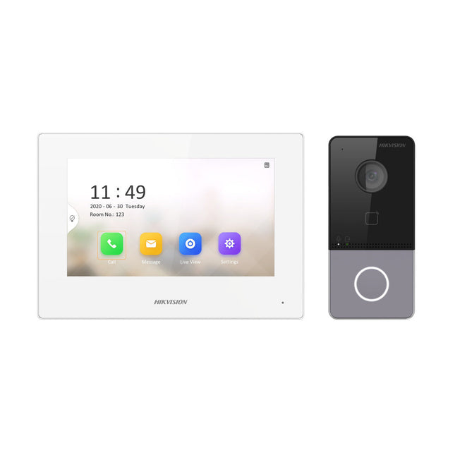 Hikvision DS-KIS603-P(B) Video-Intercom kit 1 Videodeurbel 1 Binnenpost 7" 2x voeding