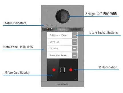 Hikvision DS-KV8213-WME1 Inbouw 2 beldrukkers IR verlichting PoE 12v