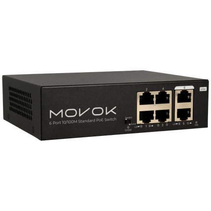 Movok 6 Poorts PoE Switch, 1.6Gbps, 250m PoE