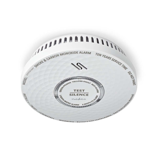 Nedis DTCTCS10WT, Rook-Koolmonoxidemelder, Klein Design, Sensor, Levensduur Batterij van 10 Jaar