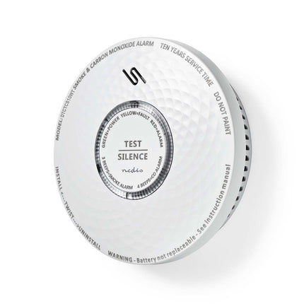 Nedis DTCTCS10WT, Rook-Koolmonoxidemelder, Klein Design, Sensor, Levensduur Batterij van 10 Jaar