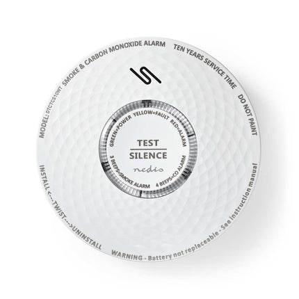 Nedis DTCTCS10WT, Rook-Koolmonoxidemelder, Klein Design, Sensor, Levensduur Batterij van 10 Jaar