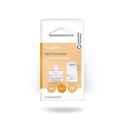 Nedis RJ45 Connector CAT5e , Verguld 10 Stuks, Solid Ader