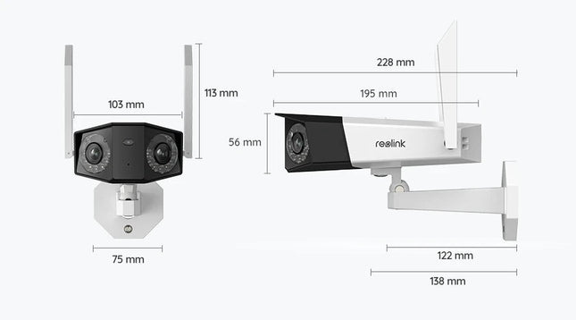 Reolink B750-W 4K/8Mp draadloze Dual-lens batterijcamera 180gr kijkhoek, slimme detectie