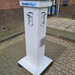 TerreinVeilig Bewakingszuil wit incl. Ajax systeem | Zonnepaneel | Oplader | Accu